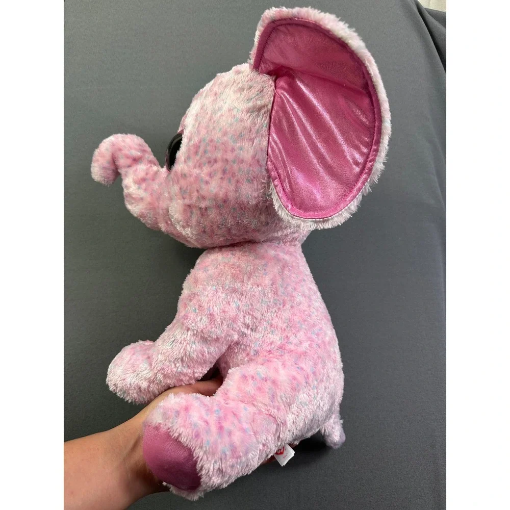 Ty Beanie Boos Ellie Pink Elephant Plush Medium 13 inch Glitter Eyes Stuffed Toy